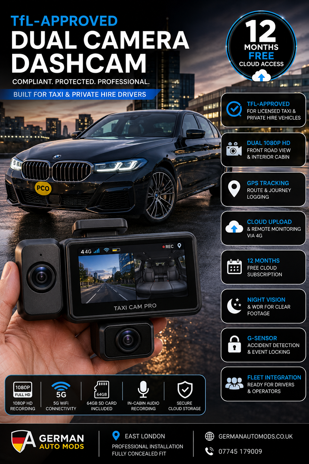 TFL-Approved Dual Camera Dash cam